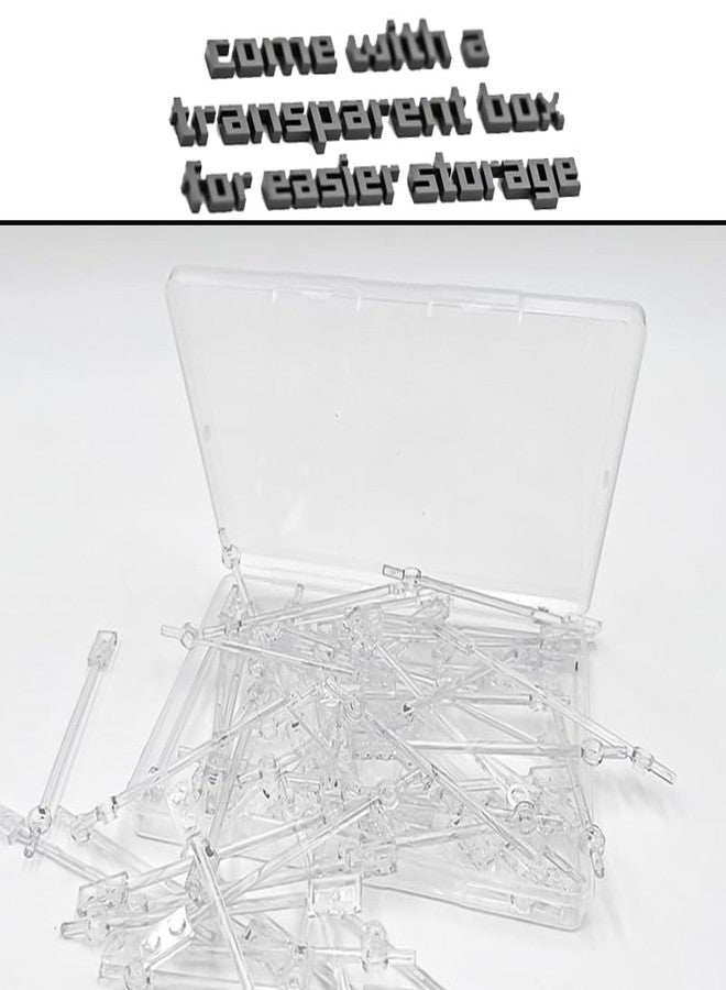 TZBTSTEAM 50pcs Clear Sticks Accessories, Transparent Bar 12L with 1x2 Plate End Hollow Studs and 1x1 Round, Compatible with Lego Parts and Major Brands - Image 2